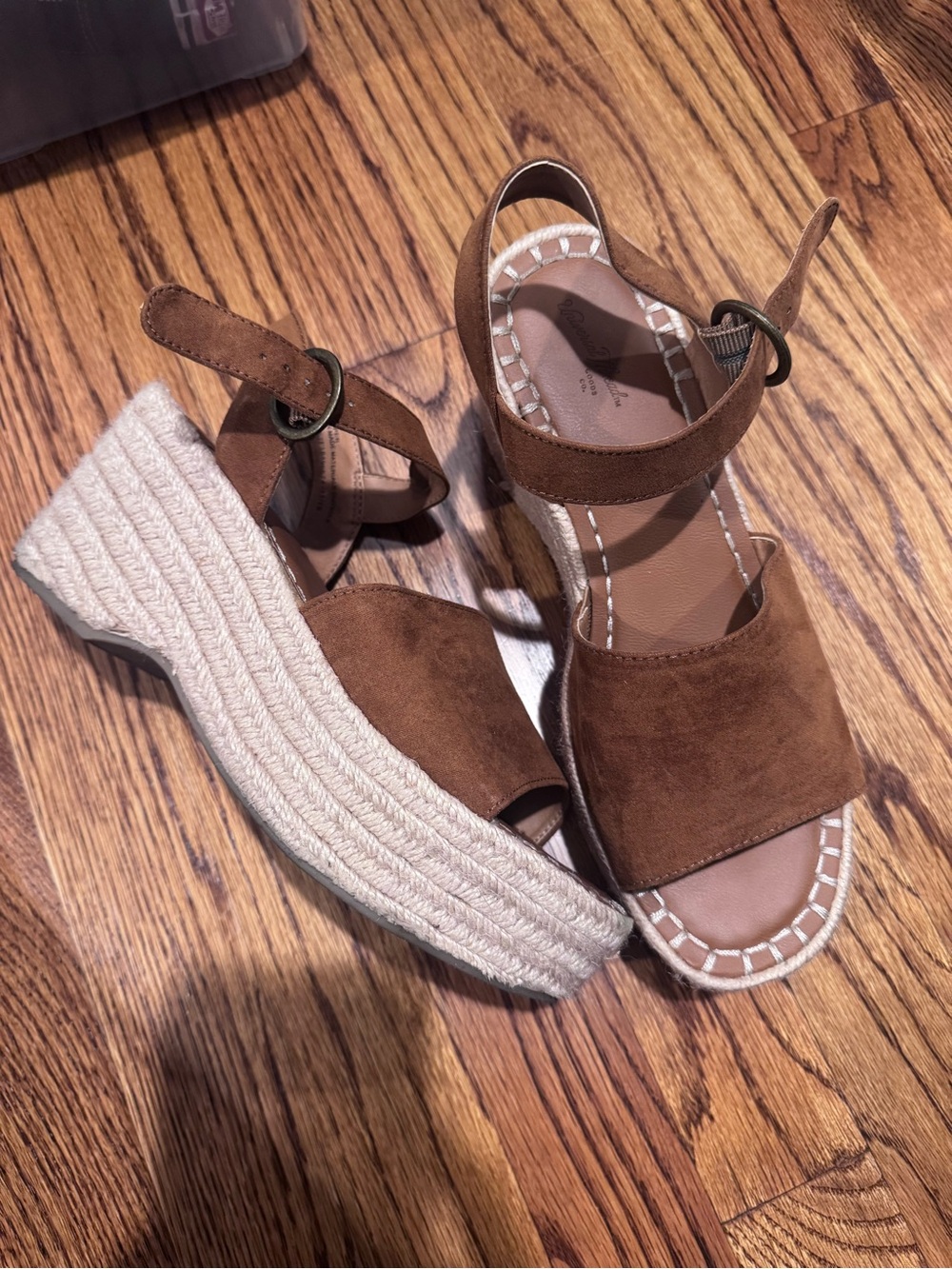 Universal Thread Brown Suede Espadrille Wedge Sandals